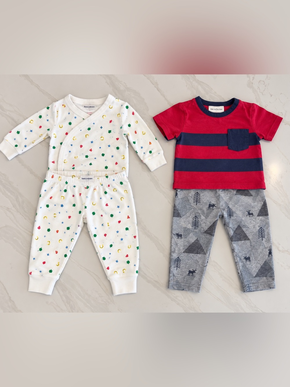 Hanna Andersson + Tea Collection Baby Boy Outfit Bundle โ 3โ6 Months